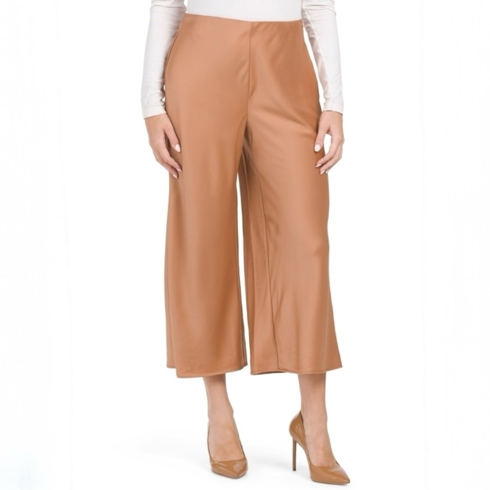 SILK SATIN CULOTTES ANKLE CUT OUT PANTS DRESS REVOLVE CLUB MONACO ZARA BCBG LF